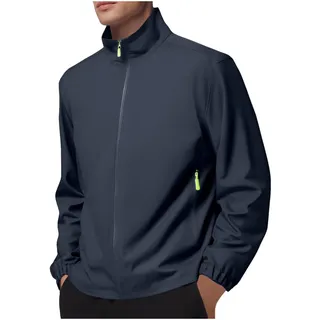 BFSWL Herren Regenjacke Wasserdicht Leicht – Atmungsaktiv Windjacke – Regenmantel Ohne Kapuze – Reißverschluss Wanderjacke - 4XL