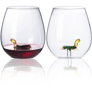Weinglas ohne Stiel mit Schildkröte im Inneren, 473 ml, großes Fassungsvermögen, einzigartige Weingläser mit 3D-Schildkröten-Marker für Urlaub, Geburtstag, Geschenke