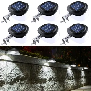 GVOREE Solarlampen für Außen, IP55 Wasserdicht 100LM,6 Stück Kaltweiß | Dachrinnen solarleuchten, Solar Gartenbeleuchtung Zaunlicht für Zaun, Patio, Gehwege, Hof, Garage, Eave