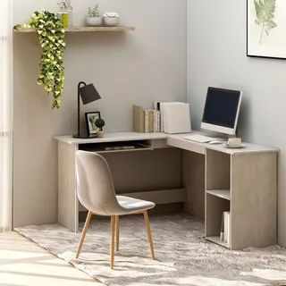 vidaXL Eckschreibtisch Betongrau