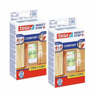 tesa Fliegengitter-Gewebe Insect Stop Comfort Fliegengitter für Türen, (Spar-Set, 2-St., Fliegennetz, Klettband), Balkon Türvorhang - Insektenschutz ohne Bohren - weiß weiß
