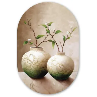 onlywow Blumen Oval Kunststoff 60x90 cm