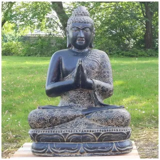 Oriental Galerie Dekofigur Sitzender Buddha Garten Steinfigur Greetings GRC 98 cm (1 St) grau