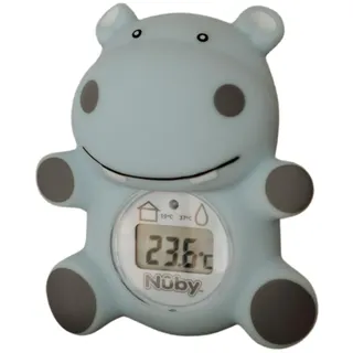 Nuby Hippo Baby Badethermometer - Digitales Thermometer mit leicht ablesbarem Bildschirm | BPA-frei | Bad & Raumthermometer | Geeignet ab Geburt (Blau)