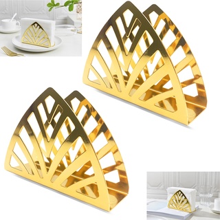Serviettenhalter, 2 Stücke Einfachheit Rostfreier Stahl Dreieck,Taschentuchspender, für Küchenarbeitsplatten, Esstische, Gold