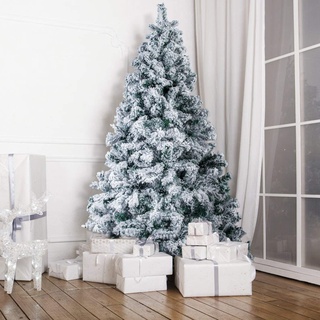 Uten Christbaum Künstlich 150cm mit Schnee PVC dichte 500 Spitzen Weihnachtsbaum Deko für Zuhause, Geschäft und Büro, inkl. Tannenbaum Ständer