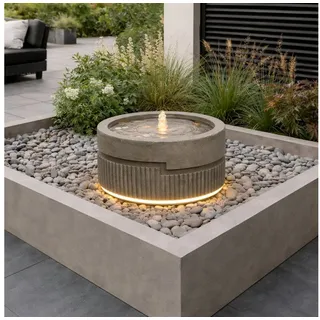 Wacredo Gartenbrunnen Premium Wasserspiel Komplettset Mauritius, Wasserbecken BxT: 39x39 cm, Gesamtmaß: 39 x 39 x 25cm (L x B x H) braun
