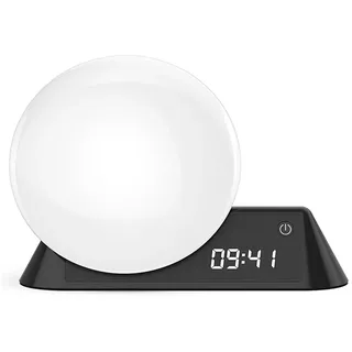Luckice Tageslichtwecker Bluetooth-Lautsprecher-Schreibtischlampe mit weißem Rauschen Enthält 12 Naturgeräusche und 3 Einschlafhilfen. schwarz