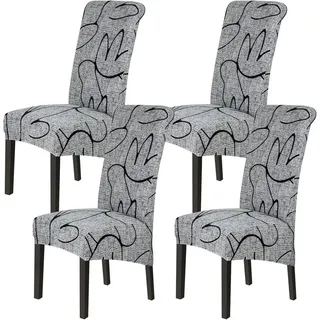 Stuhlhussen 4er Set Hoher Rückenlehne Schwingstuhl Esszimmerstuhl Freischwinger Esszimmer Stuhl Hussen Stretch Elasthan Schonbezüge Schutzhülle Lotus Grau