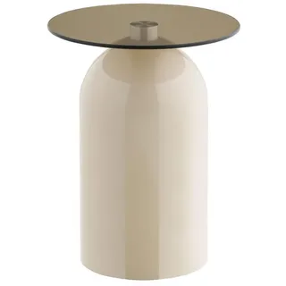 VCM ebuy24 Beistelltisch,, Ravello aus Glas Ø40cm | Beige - Beige