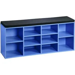 KESPER Schuhregal Blau, Schwarz, | Textil, Holzwerkstoff, 6 Fächer, 103.5x48x29.5 cm, Garderobe, Schuhaufbewahrung, Schuhregale