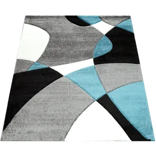 KADIMA DESIGN Abstrakt Kurzflorteppich 160 x 230 cm Türkis/Blau