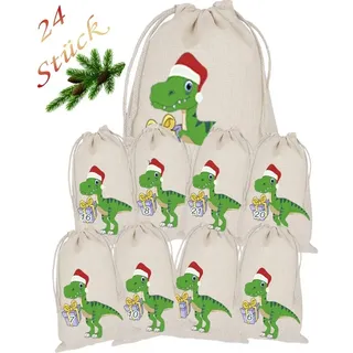 Dino Adventskalender zum Befüllen 24 Beutel Säckchen Weihnachtskalender Bio