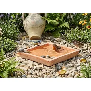 GartenGees Untersetzer als Vogeltränke nutzbar eckig frostfest Terracotta Größen wählbar (26 cm)