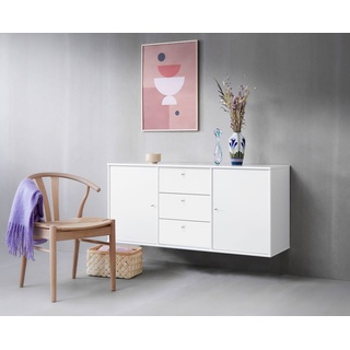 Hammel Furniture Sideboard Mistral, Hochwertig Schrank, hängend/stehend montierbar, mit Türen und Schubladen, B: 133 cm, anpassungsbar Designmöbel weiß