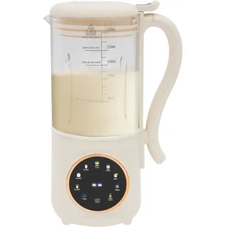 Pflanzenmilchbereiter 1.4L 600W mit 16 Klingen & 7 Programmen, Sojamilch Maschine & Hafermilch Maschine aus Borosilikatglas, Nussmilchbereiter mit Selbstreinigung & 12h Timer