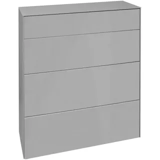 Novel Kommode Imola, Hellgrau, Kunststoff, 2 Schublade(n) Schubladen, 82x89x42 cm, DIN EN ISO 9001, stehend, Abdeckplatte aus Glas, Wohnzimmer, Kommoden & Sideboards, Kommoden