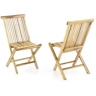 VCM 2er Set Holzstuhl Gartenstuhl Terrasse Stuhl klappbar Teak Holz natur Maße B. 46x H. 89 xT. 62cm