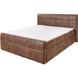 ED Lifestyle Aspen B2 Boxspringbett Holzwerkstoff/7 Zonen-Tonnentaschenfederkern 180x200cm - Braun