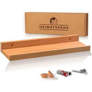 Heimatspäne Bilderleiste Kernbuche 40cm - Wandregal Holz [inkl. Schraubenabdeckungen aus Echtholz] Regalbrett Holz als Wandboard oder Schweberegal