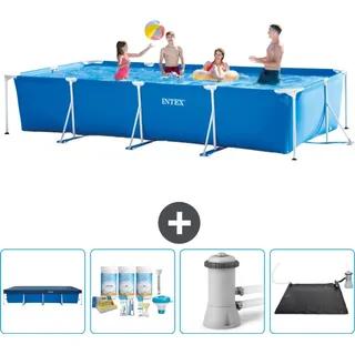 Intex-Schwimmbecken mit rechteckigem Rahmen – 450 x 220 x 84 cm – Blau – im Lieferumfang enthalten Abdeckung - Wartungspaket - Filterpumpe f... - Blau
