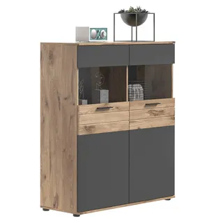 VCM Vitrine Mason 110 x 37 x 122 cm Grau