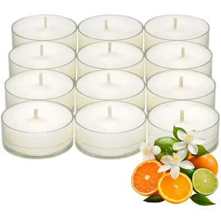 PartyLite Teelichter, Kerzen, knackige Bettwäsche mit Jasmin- und Lilienduft, Geschenkset mit 12 Stück, Aromatherapie mit bis zu 4 bis 6 Stunden Brenndauer, ideal für Heimdekoration, Urlaubsgeschenk &