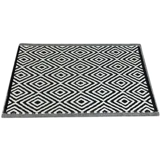 Outdoor Teppich Raute Indoor Camping Terasse Balkon (120 x 180 cm, Schwarz)
