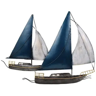 dekotrend.gallery Wanddekoobjekt Wanddeko Schiff Metall Segelboot Boot Maritim Segelschiff Skulptur, Wandobjekt Wandbild Segeljacht Dekofigur Dekoskulptur Dekoobjekt