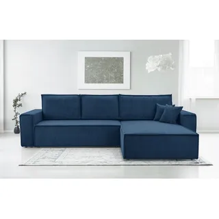 ax living Eckcouch Cord 2-Sitzer Blau