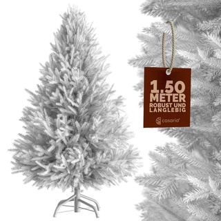 CASARIA® Weihnachtsbaum künstlich weiß 150cm mit Metallständer 350 Spitzen wie echt Schnellaufbau Weihnachten Weihnachtsdeko Tannenbaum Christbaum PVC