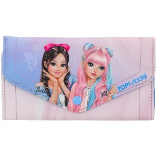 Depesche TOPModel Modern Girly - Schmucketui | Schmuckkästchen in Pink und Blau, mit Model Motiv, Schmucktasche zum Aufklappen, mit Druckknopf