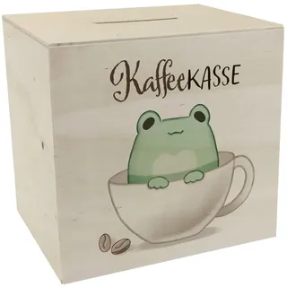Frosch Spardose aus Holz mit Spruch Kaffeekasse Kawaii Comic Frosch Spardose aus Holz Süß Knuffig Relax-Geschenk für Geburtstag