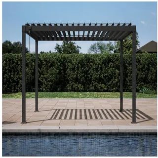 Mirador Pergola 80S Pavillon Terrassenüberdachung Anthrazit, (Packung), Stahl Anthrazit verstellbares Lamellendach 200 cm x 300 cm