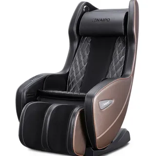 NAIPO Massagesessel, Massagestuhl mit Liegeposition, Bluetooth, Platzsparend braun|schwarz