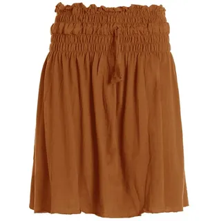 Vishes A-Linien-Rock Damen Rock knielang Basic-Rock Baumwoll-Rock Einfarbig Schlicht Boho, Hippie, Yoga Style orange