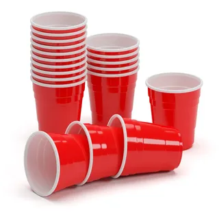 BeerCup Bierpong Becher Set, 100 Bierpong Becher, Red Cups, Bierpong Becher Set Spülmaschinenfest, Partybecher, Wiederverwendbare Beer Pong Becher, Plastikbecher, Beerpongbecher in Rot