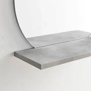 ARHome Runder Spiegel mit Regal, 60 x 60 x 22 cm, Spiegel mit Regal (60 x 60 x 22, Hellbeton)