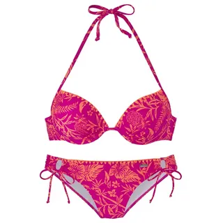 VENICE BEACH Push-Up-Bikini Damen Orange/Pink 36 Cup C