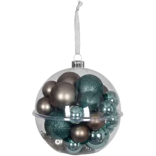 30 Weihnachtskugeln Türkis Braun 4–6 cm Christbaumkugeln Kunststoff Set | bruchsicher, Baumschmuck, Weihnachtsbaum, Christbaumschmuck, festlich, Innendekoration, mehrgrößig, Dekoration, Kunststoff