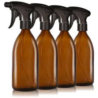Oputec Sprühflasche 4 x 500ml Sprühflaschen aus Glas zum Befüllen für Pflanzen und Haare