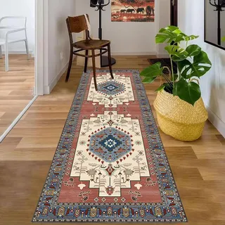 Teppichläufer 60 x 400 cm Teppich Flur Läufer rutschfest Küchen Teppiche Läufer Küchenteppich Waschbar Läufer Teppich für Flur Bodenmatte Flur Runner Teppich für Entryway Wäsche Schlafzimmer