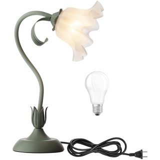 minifair Grüne Blumen-Tischlampe,Energiesparende Nachttischlampe,Kinder-Tischlampe,Schlafzimmer,Wohnzimmer,Arbeitszimmer,Büro, Tischlampe, 50 cm/19.6 Zoll