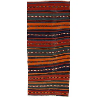 Nain Trading Orientteppich Perser Kelim Fars Azerbaijan Antik 318x146 Handgewebt Orientteppich, Läufer, Höhe: 0.4 mm blau|braun