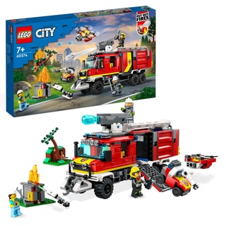 LEGO 60374 City Einsatzleitwagen der Feuerwehr, modernes Feuerwehrauto-Spielzeug mit Löschdrohnen, mit Figuren für Kinder