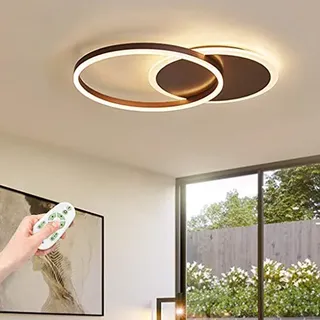 LED Deckenleuchte Wohnzimmerlampe Dimmbar Moderne Deckenlampe Ring Metall Acryl Design Mit Fernbedienung Acryl Beleuchtung Schlafzimmer Esszimmer Kinderzimmer Flur Decke Kronleuchter,Braun,2heads ...