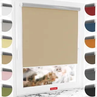 Schuette® Verdunkelungsrollo ohne Bohren/mit Bohren 2in1 ● Thermo Rollo Kollektion: Biscotto (Beige) ● 120 x 130 cm (Breite x Höhe) ● Suprafix Klemmrollo = Klemmfix 2.0 ● 60s Montage mit Video