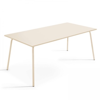 Oviala Business Rechteckiger Gartentisch aus elfenbeinfarbenem Metall 120 cm - Oviala