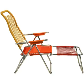 Fiam Garten-Relaxsessel Spaghetti, Gelb, Orange, Rot, Alu, Metall, Kunststoff, 60x110x48 cm, Typenauswahl, klappbar, inklusive Armlehnen, Gartenmöbel, Gartenstühle