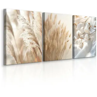 Muralo Leinwandbilder, Weiß, Beige, Braun, Grau, Textil, Baum/Pflanze/Natur, Rechteckig, 90x40 cm, Bilder und Zubehör, Wandbilder, Bilderset